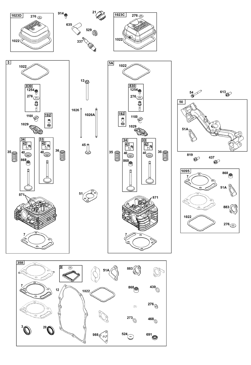 Cylinder Head Group Diagram and Parts List for 305447-0600-G1 200000 - 399999 Briggs and Stratton Engine